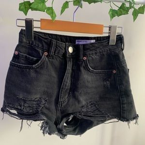 Black denim Garage festival shorts